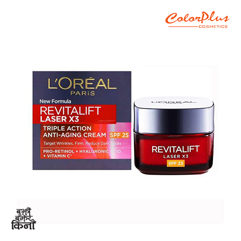 ColorPlus Cosmetics LOreal Revitalift Laser X3 Triple Action Anti Aging Cream SPF 25